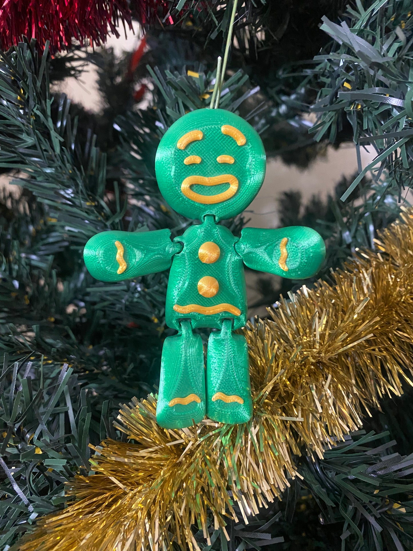 Flexi Gingerbread Man Ornament- Bread: Metallic Green